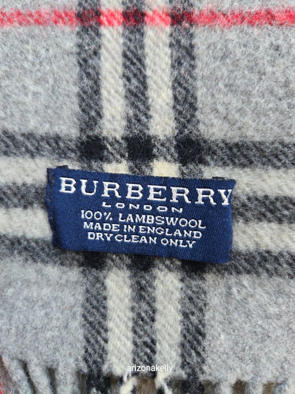 Vintage Burberry Lambswool Scarf Grey Plaid - Picture 3 of 16